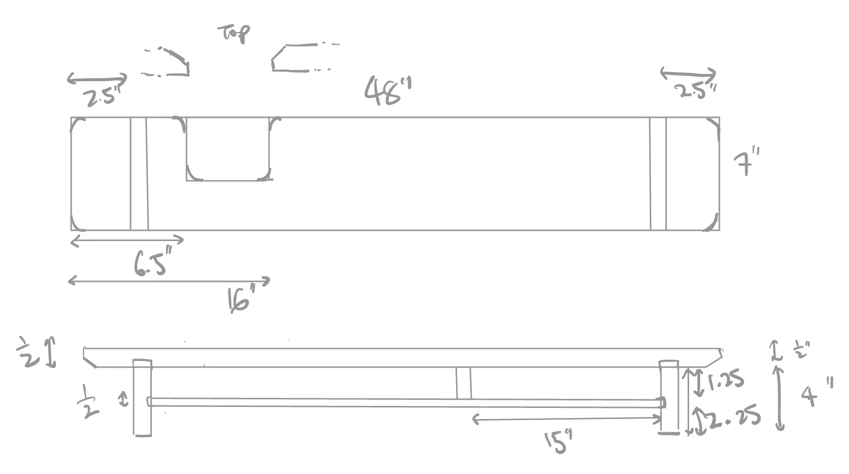 Desk shelf drawings