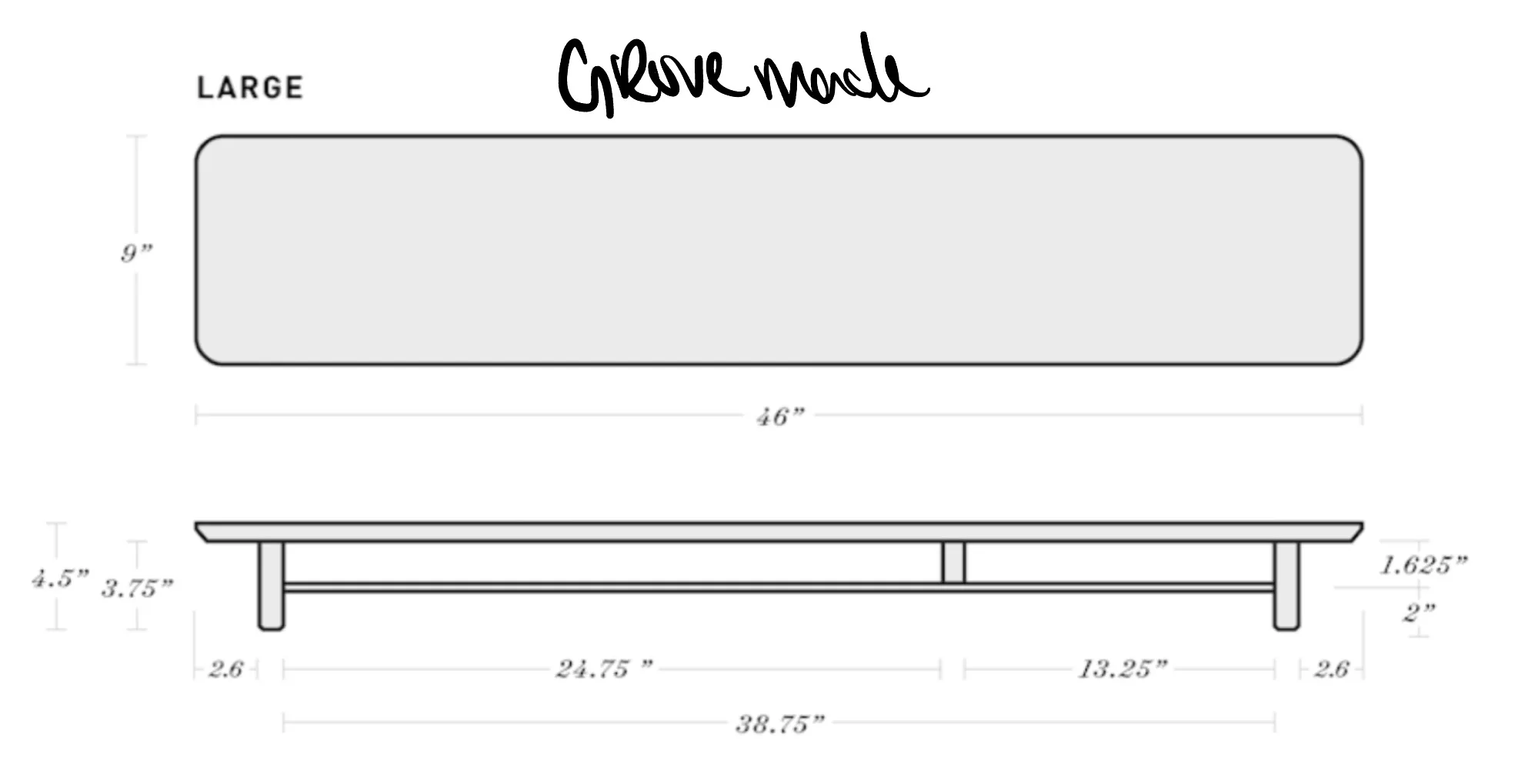 Grovemade desk shelf dimensions