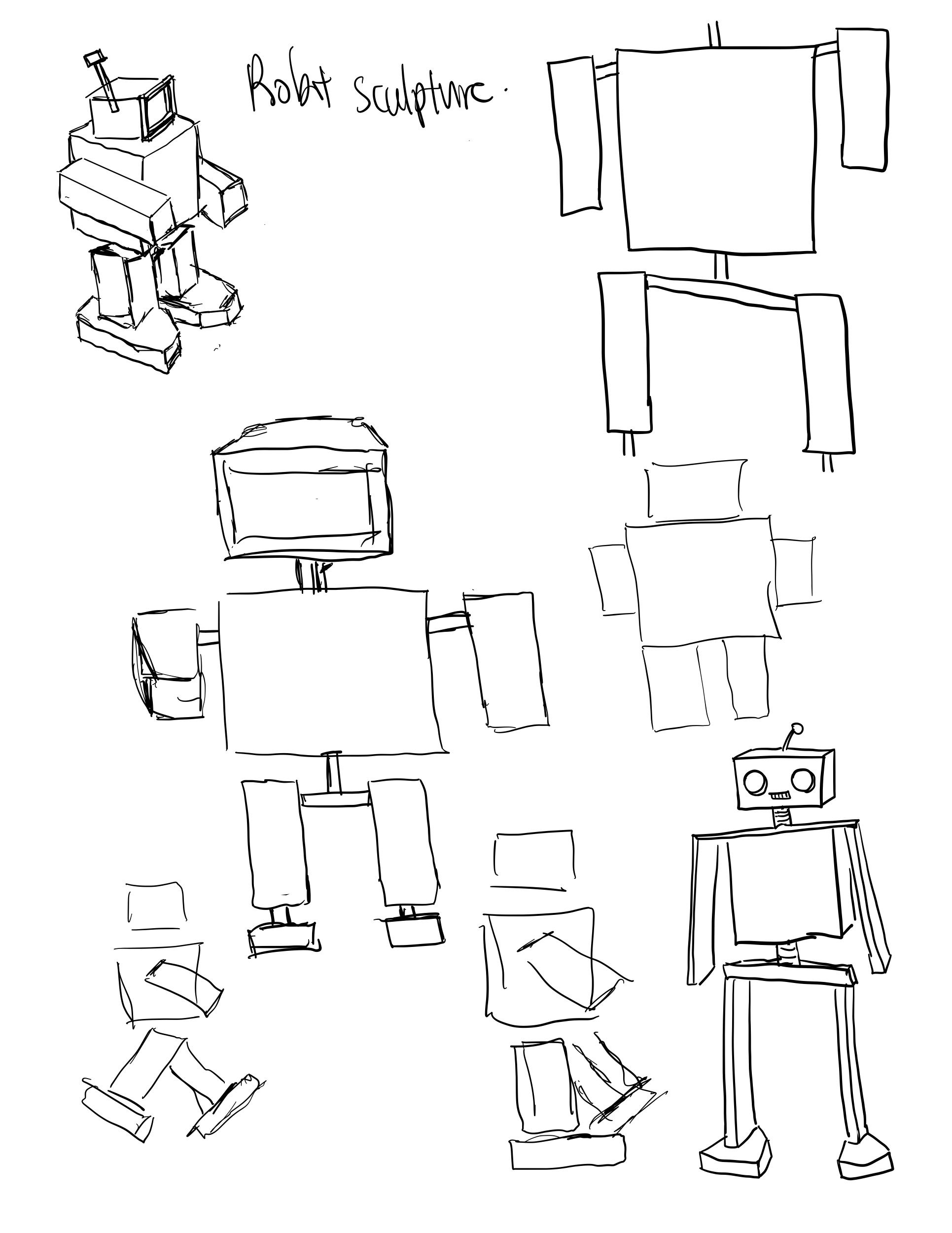 Some sketches brainstorming how the different parts should come together.